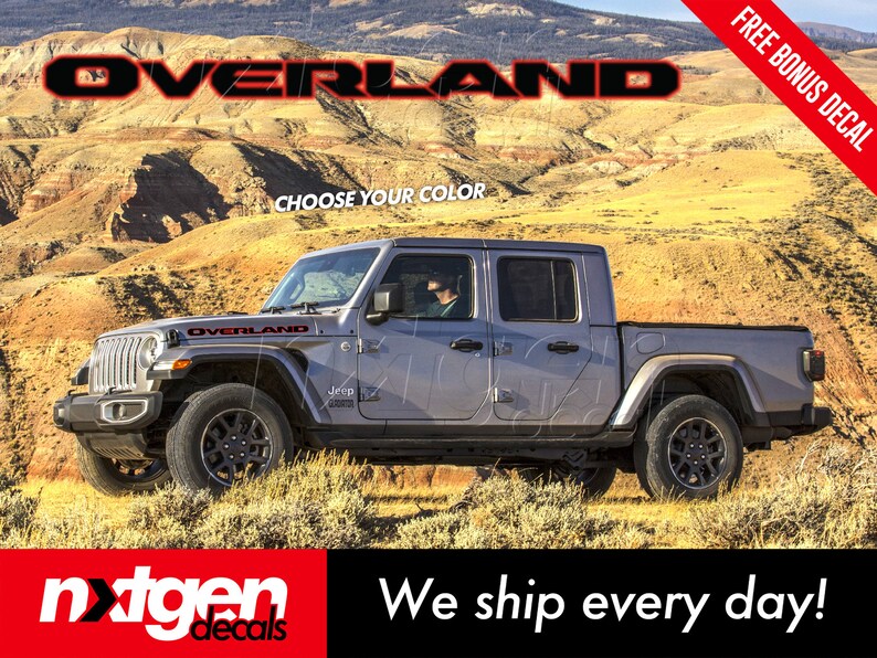 Jeep Gladiator OVERLAND Rubicon Hood Vinyl Decals Graphics Etsy