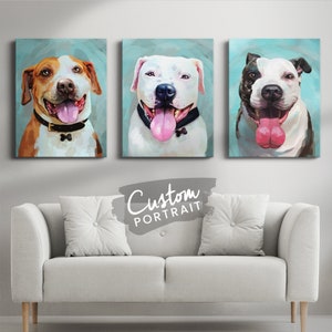 Custom CANVAS Pet Portrait - Custom Pet Portrait From Photo Oil Painting Portrait Custom Pet Portrait Oil Painting (Accent Color Painting)