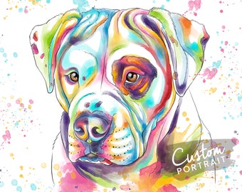 Custom DIGITAL Pet Portrait - Watercolor Painting Custom Pet Portrait Pet Portrait Watercolor Custom Dog Lover Gift (Colorful Watercolor)