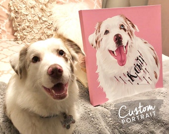 Custom CANVAS Pet Portrait - Custom Pet Portrait Canvas Pet Portrait Custom Dog Portrait Canvas Custom Cat Portrait (Basic Illustration)