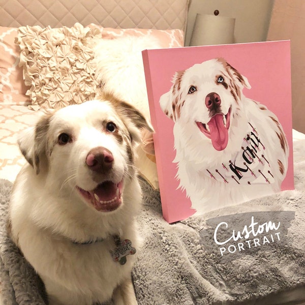 Custom CANVAS Pet Portrait - Custom Pet Portrait Canvas Pet Portrait Custom Dog Portrait Canvas Custom Cat Portrait (Basic Illustration)