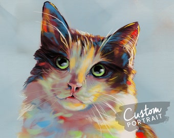 Custom DIGITAL Pet Portrait - Abstract Painting Custom Pet Portrait Digital Painting From Photo Abstract Wall Art (Contemporary Painting)