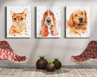 Custom CANVAS Pet Portrait | Custom Family Portrait Canvas Art | Personalized Watercolor Portrait | Custom Watercolor Painting Wedding Gift