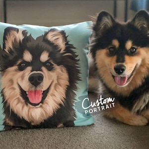 Custom PILLOW Pet Portrait - Pet Portrait Pillow Custom Pet Pillow Portrait Dog Pillow Art Dog Portrait Pet Loss Gift (Basic Illustration)