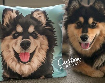 Custom PILLOW Pet Portrait - Pet Portrait Pillow Custom Pet Pillow Portrait Dog Pillow Art Dog Portrait Pet Loss Gift (Basic Illustration)
