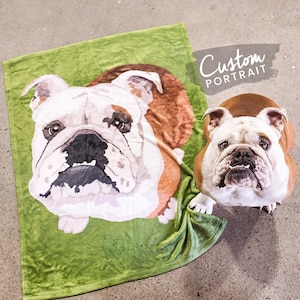 Custom BLANKET Pet Portrait - Pet Portrait Blanket Dog Blanket Personalized Gift Custom Pet Portrait Best Selling Gift (Basic Illustration)