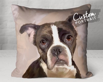 Custom PILLOW Pet Portrait - Pet Pillow Picture Pet Portrait Art Pillow Dog Memorial Gift For Woman Custom Pet Portrait World (Oil Painting)