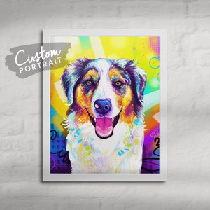 Custom ART PRINT Pet Portrait - Aesthetic Room Decor Multi Dog Portrait Pop Art Painting From Photo Pet Portrait Gift (Colorful Mixed Media)