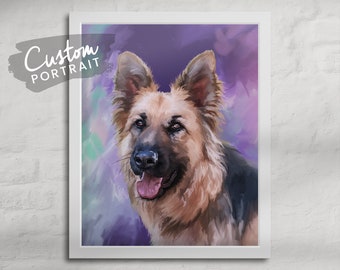 Custom ART PRINT Pet Portrait - Oil Painting Pet Portrait Colorful Dog Painting Animal Painting Custom Pet Memorial Painting (Oil Painting)