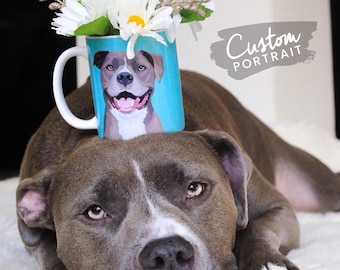 Custom MUG Pet Portrait - Custom Pet Portrait Mug Personalized Dog Mug Custom Pet Mug Cat Coffee Mug Dog Coffee Cup (Basic Illustration)