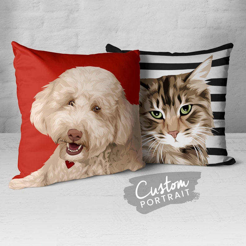 Custom Pet Portrait Pillow Custom Pet Pillow Portrait Custom Etsy