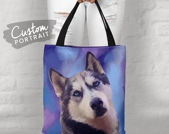 Custom TOTE BAG Pet Portrait - Pet Portrait Painting Tote Bag Pet Painting From Photo Pet Painting Portrait Pet Memorial (Oil Painting)