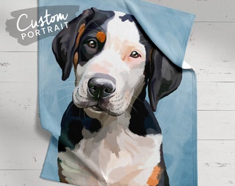 Custom BLANKET Pet Portrait - Personalized Blanket Pet Portrait Oil Painting Custom Oil Painting Throw Blanket Art (Accent Color Painting)