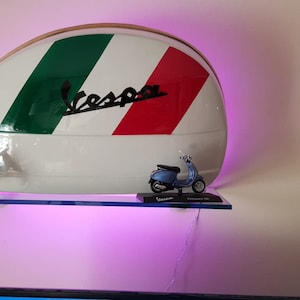 Vintage Piaggio Vespa customized side panel with led lights, interior design