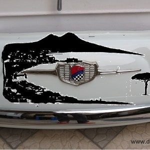 Frontale Fiat 500 vintage con Turin Skyline and LED lights