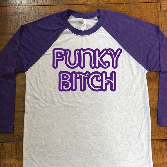 purple and white baseball tee