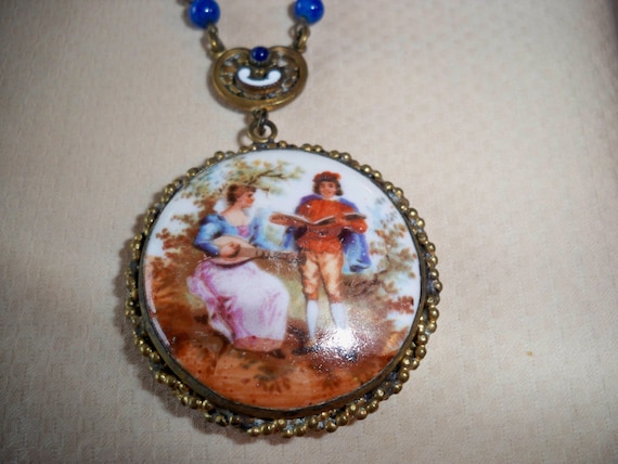 Vintage 1920s Deco Czech Blue Lapis Necklace, Bras