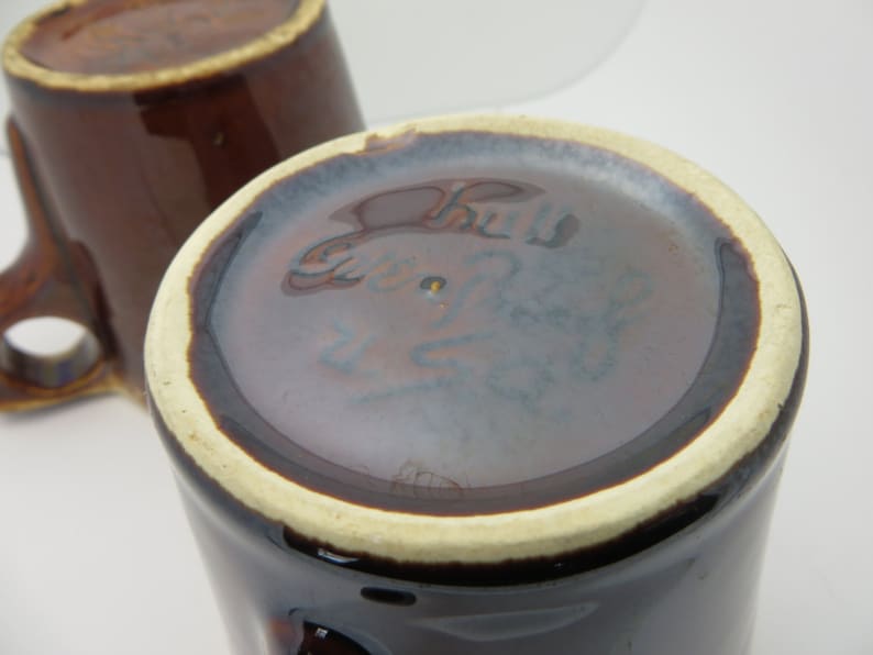 Authentic Hull Pottery Brown Drip Coffee Mugs 33/4 inch rim Etsy