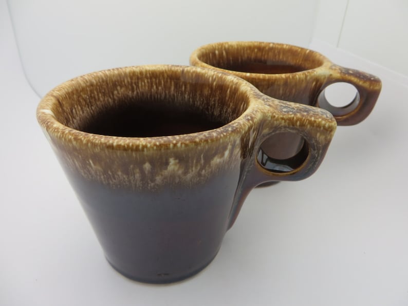 Authentic Hull Pottery Brown Drip Coffee Mugs 33/4 inch rim Etsy