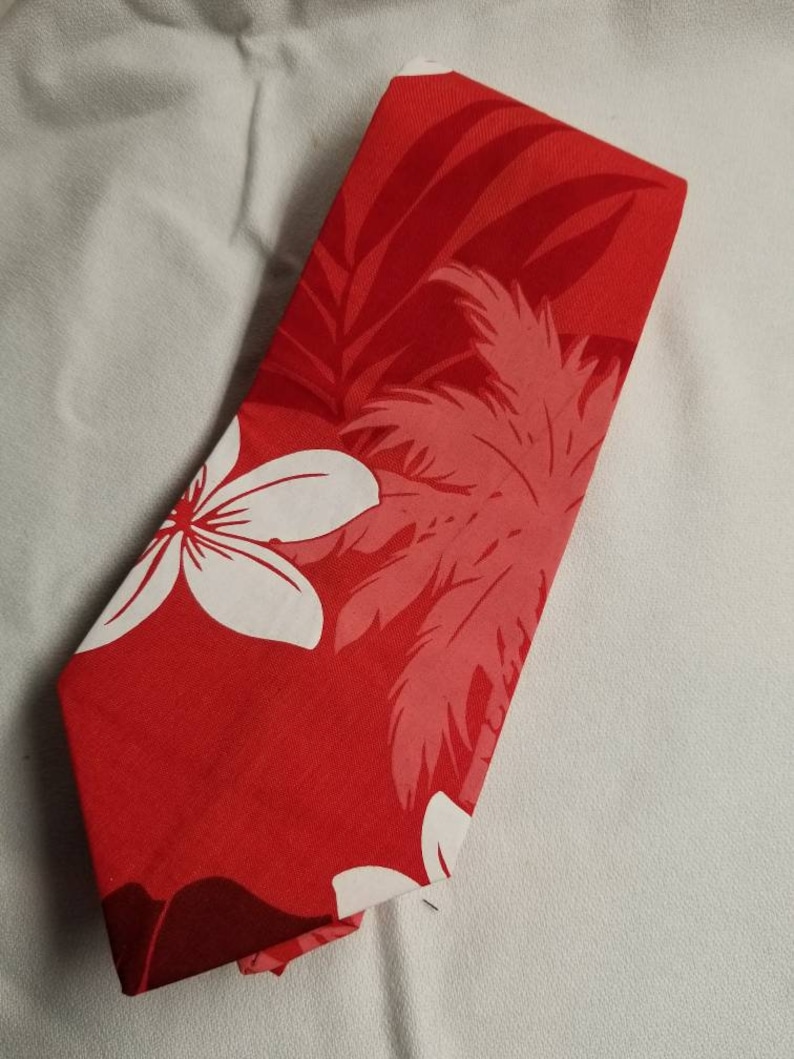 Red Hawaiian Print Neckties Mens skinny Etsy