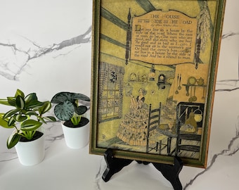 Antique Lithograph 1920s Quote Print - Buzza Motto Lithograph  “The House by the Side of the Road” quote from Sam Walter Foss’ poem