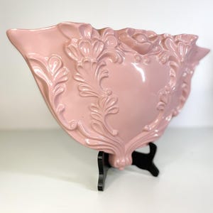 80er Jahre Wandleuchte - rosa bemalte Keramik Wandvase