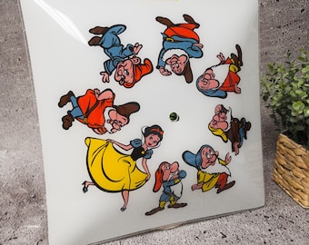 Vintage Disney Snow White Glass Light Shade – Seven Dwarves Large Semi-Flush Mount Cover