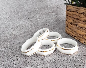 Vintage Sandford White Bone China Napkin Rings – Set of 5