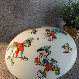 Vintage Disney Pinocchio Glasschirm - Große, halbbündig montierte Abdeckung - 37 cm