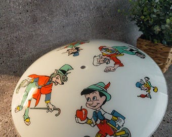 Vintage Disney Pinocchio Glass Light Shade – Large Semi-Flush Mount Cover – 37 cm