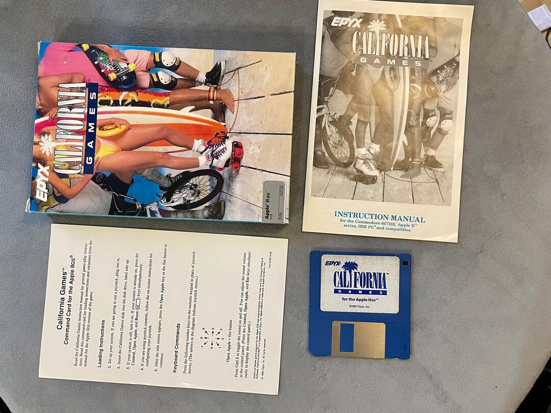 California Games PC (1987) EPYX - Disquette USA + Manuel, Pour Collectionneurs