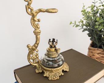 Vintage Oil Lamp - Cresolene Vape, Medical Device Vaporizer - Victorian decor, Brass and Glass