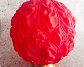 Antique Cranberry Red Satin Glass Light Shade – Victorian Hanging Lamp Shade – Rippled Velvet Finish