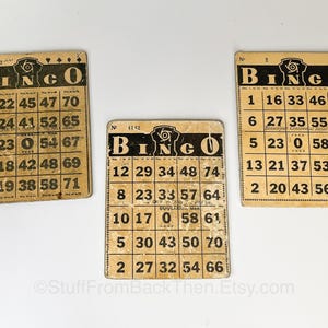 Bingokaarten - Vintage kartonnen bingoborden - Set van 3, verzamelspellen, ter decoratie, vervanging of weergave van de speelkamer