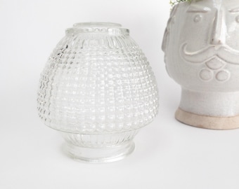 Vintage Clear Glass Light Shade – Pear Shape with Diamond Texture, Art Deco / Mid-Century Style