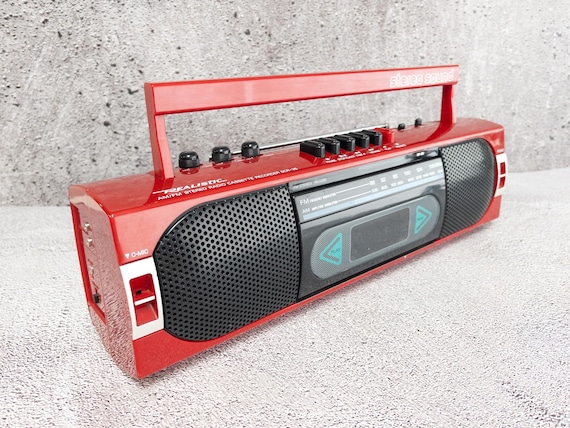 Vintage Realistic SCR-35 Boombox: 1980s Red Stereo Cassette Player
