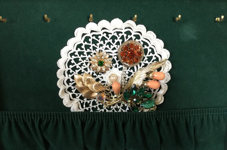 Peach Moire Marabou Feather Deco Doll Stunning Vintage Laces Rare Jewels Unusual /'After the Show Ballerina/' Large Jewelry Box Velvet