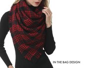 Black Red Blanket Scarf Bridesmaid Personalized Scarf Monogram Scarf Bridesmaid Favors Personalized Scarf Tartan Plaid Scarf