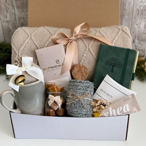 Hygge Gift Box with Blanket, Thank You Gift Basket, Thank You Gift or Friend, Care Package for Her, Gift Basket for Mentor, Coworker Gift