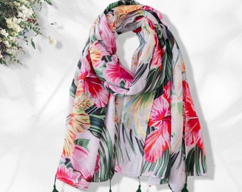 Tropical Cotton Scarf Women Cotton Shawl Wrap Personalized Gift Infinity Scarf Gifts For Her Women Scarves Summer Scarf Mothers Day Gift