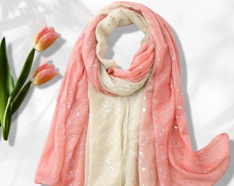 Bufanda rosa con papel de plata mujeres chal envoltura bufanda verano regalos personalizados para su regalo del día de las madres para las mujeres
