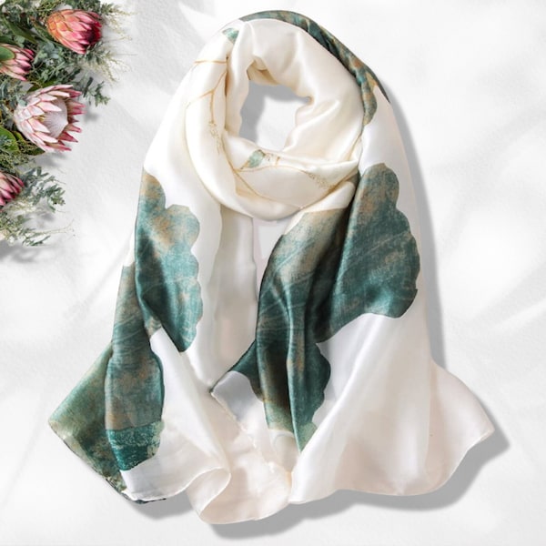 Ivory Shawl Green Silk Scarf Women Shawl Infinity Scarf Women Scarves Summer Scarf Personalized Gifts For Her Mothers Day Gifts Mom Gift