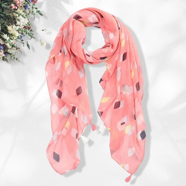 Coral rosa bufanda chal verano envoltura bufanda larga para las mujeres caja de regalo personalizada regalo del día de las madres para sus mujeres regalo de cumpleaños para la mujer
