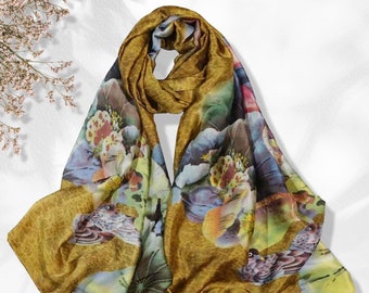Mustard Silk Scarf Women Shawl Wrap Women Scarves Infinity Scarf Personalized Gifts For Her Mothers day Gifts For Her Mom Gift Friend Gift