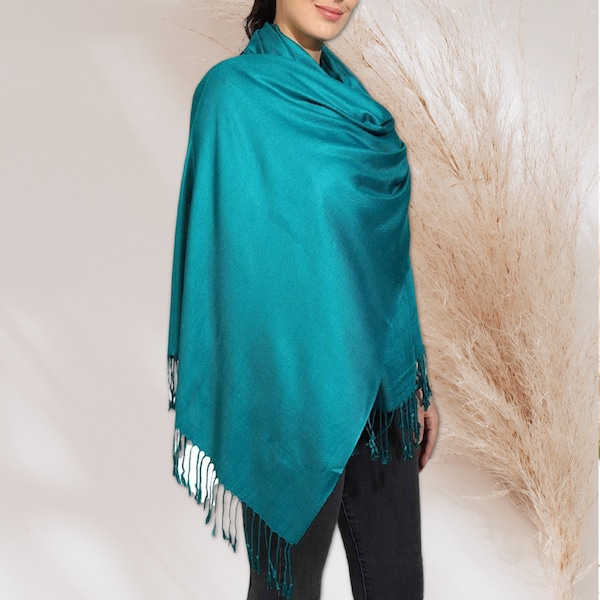 Teal Pashmina Shawl Regalo personalizado Monograma Pashmina Bufanda Damas de honor Regalo Pashmina Wrap Regalo del Día de las Madres para sus mujeres Bufanda