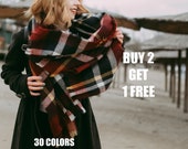 Plaid Blanket Scarf, Bridesmaid Gift, Tartan Plaid Scarf, Personalized Tartan Scarf, Personalized Oversized Blanket Scarf, Monogram Scarf