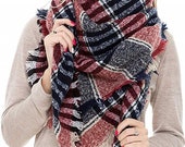 Blanket Scarf Bridesmaid, Tartan Plaid Scarf, Oversized Scarf, Oversized Blanket Scarf, Personalized Scarf, Monogrammed Blanket Shawl