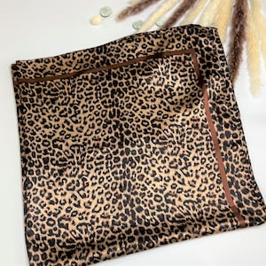 Leopard Large Satin Scarf Silky Hair Scarf Silk Head Scarf Woman Silk Scarf Personalized Gift Satin Head Wrap Mothers Day Gift for Women