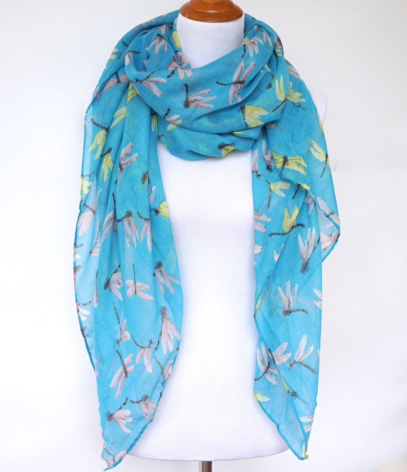 Blue Scarf Dragonfly Spring Scarf Women's Scarves Etsy