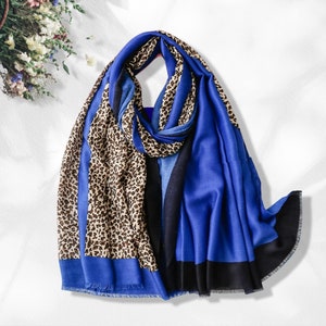 Blue Scarf Summer Scarf Women Scarf Shawl Leopard Scarf Women Soft Wrap Personalized Gift for Women Mothers Day Gift for Her Birthdays Gift